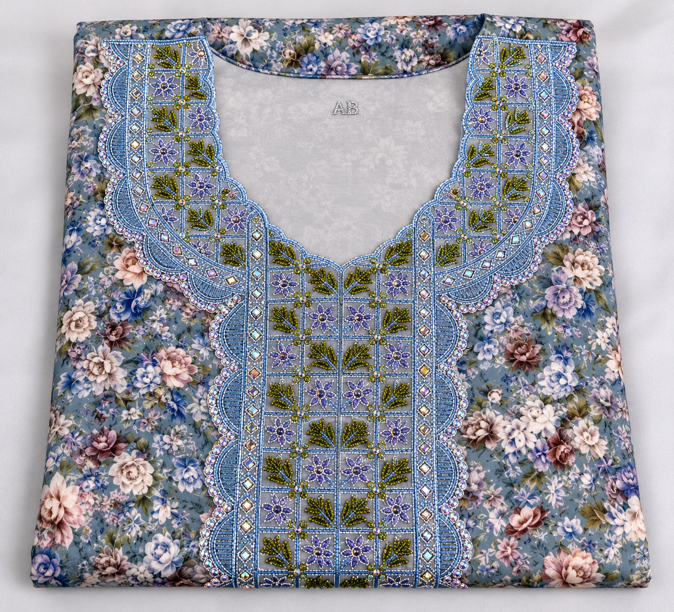 Blue Floral Mukhawar