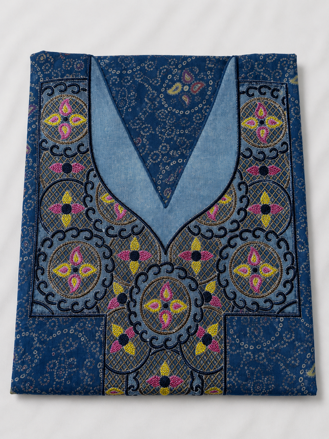 Blue Embroidered Mukhawar