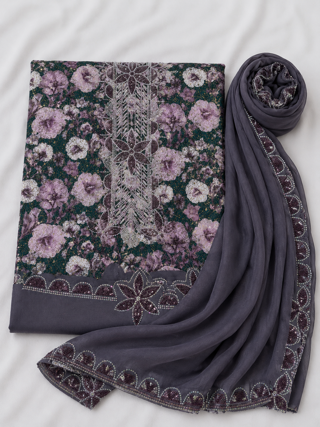 Purple Floral Mukhawar