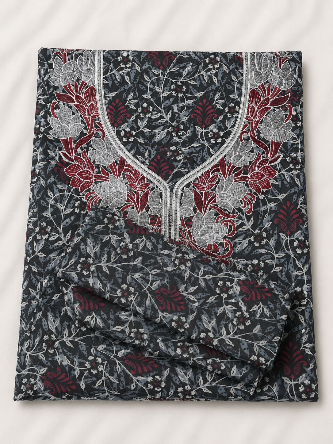 Black & Burgundy Floral Mukhawar