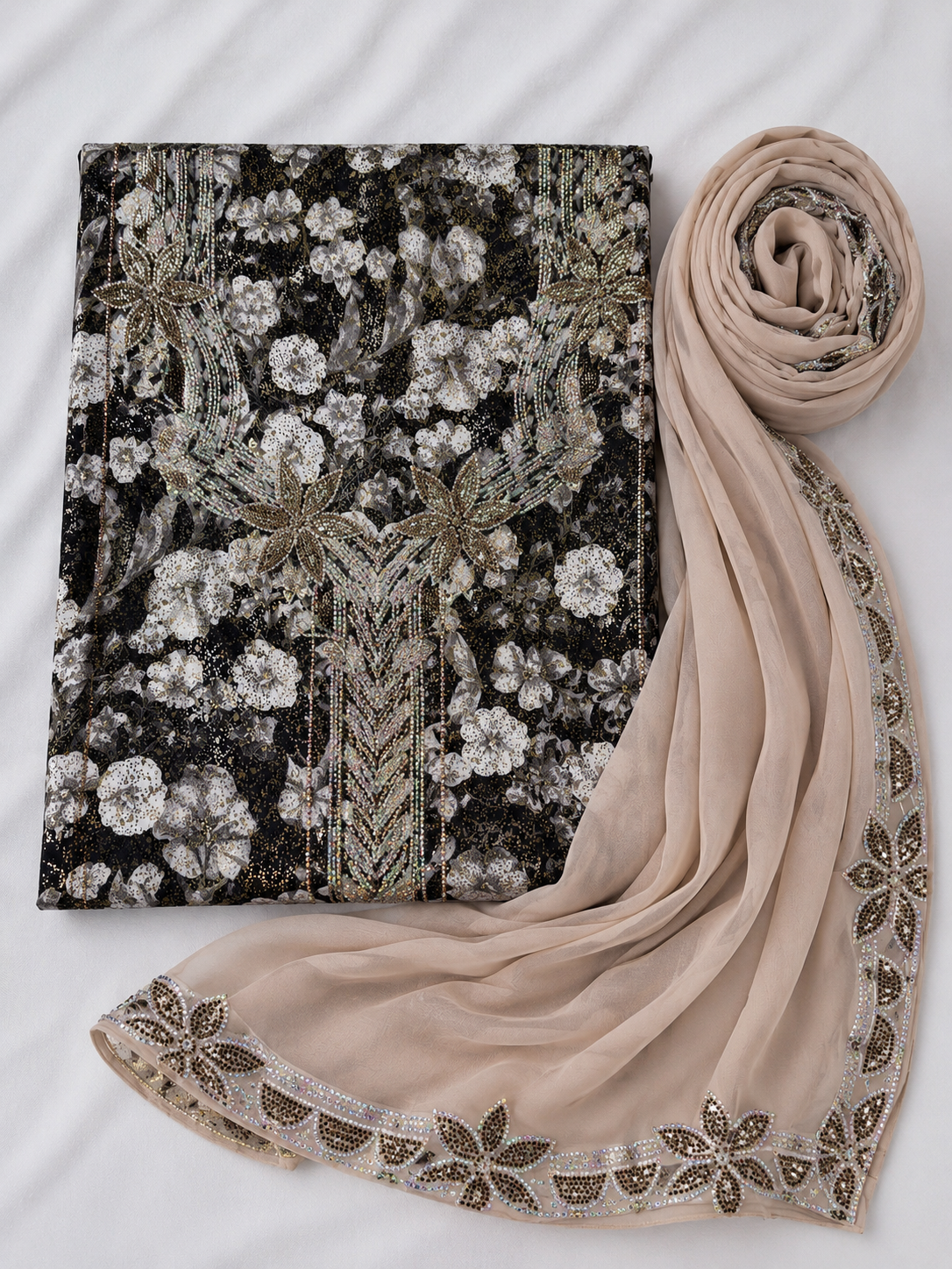 Black Floral Mukhawar