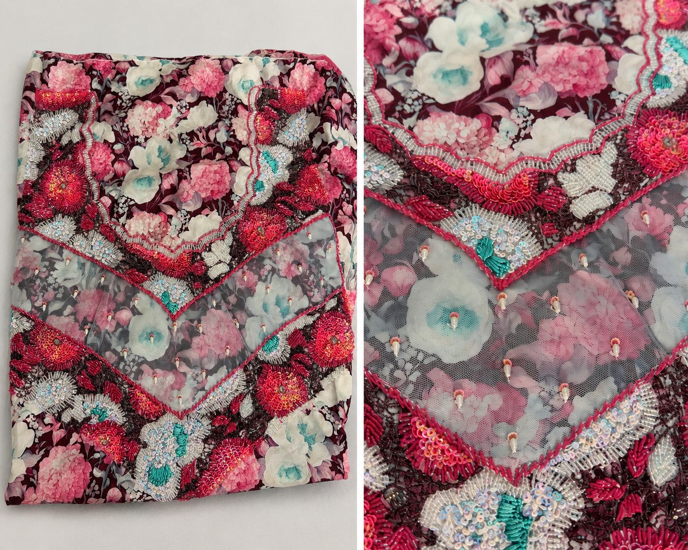 Pink Floral Mukhawar