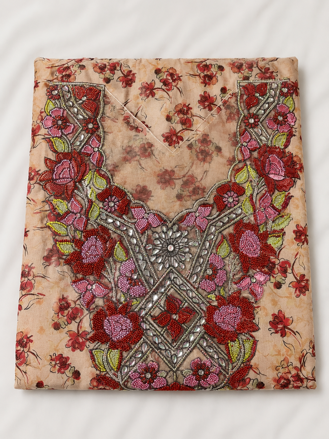 Peach & Red Floral Mukhawar