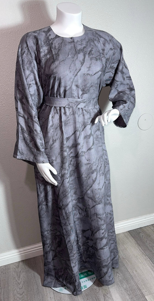 Grey Print Abaya