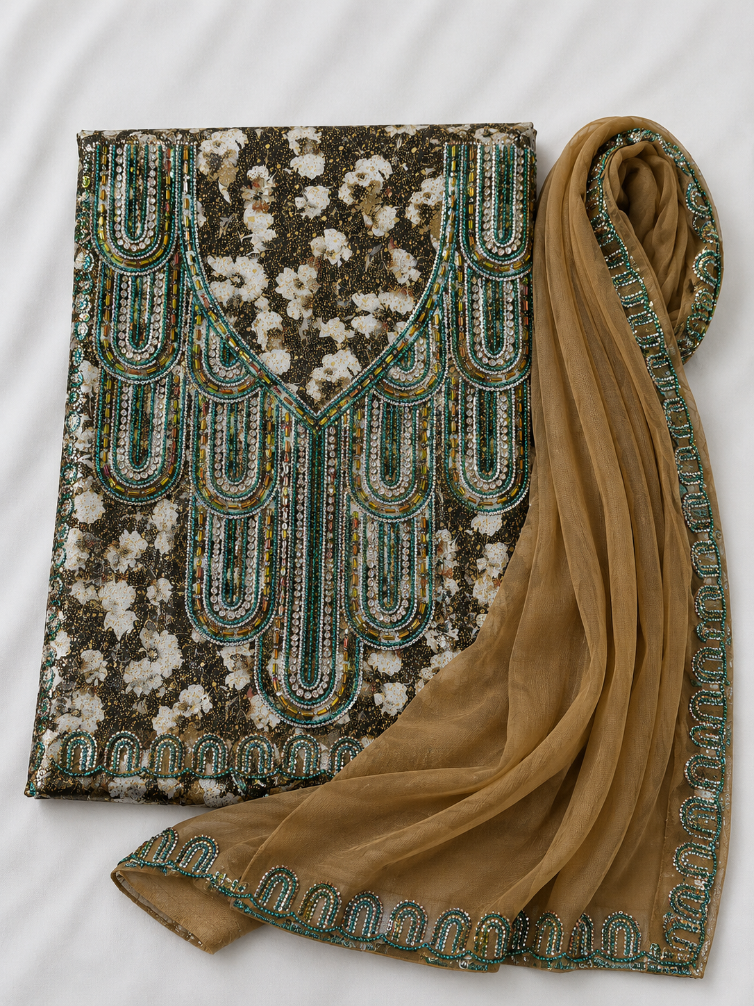 Brown Floral Mukhawar